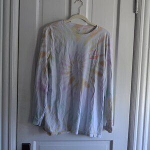 Ivory Ella Tie Dye Long Sleeve Crew Neck Tee Shirt Size Large